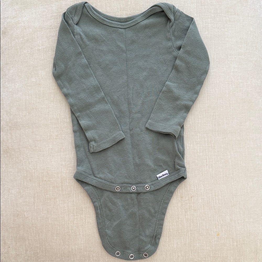 Gerber Eucalyptus Green Long-Sleeve One-Piece Bodysuit